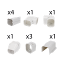 Kit de Canaletas Para la Organización de Tuberías y Cables Eléctricos en Instalaciones de Aire Acondicionado, Uso en Interiores y Exteriores, PVC Rígido, Ideal Para Minisplit, Contenido de Kit (11 Piezas), (3000-00000)