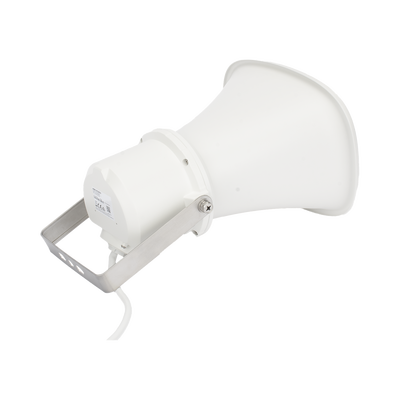 Bocina (Altavoz IP ) | Tipo Trompeta | 25 Watts | 24VCD | Exterior IP67 | Metal | Entrada de alarma | Voceo en tiempo real | Calendarización de audios | Síntesis de Voz (TTS)