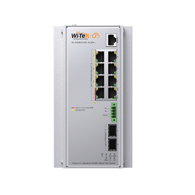 Switch Industrial Administrable Gigabit con 2 Puertos PoE bt + 6 Puertos PoE af/at o 24 V Pasivo + 2 SFP Gigabit, 240 W