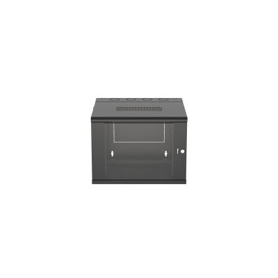 Gabinete PanZone de Montaje en Pared, de 19in, Puerta con Ventana de Seguridad, 9 UR, 635mm de Profundidad, Color Negro