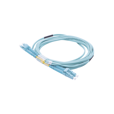 Jumper de Fibra Óptica Multimodo OM3 50/125 LC-LC OFNR (Riser), 2.0 mm, Dúplex, Aqua, 20 Metros (65.62 Pies)