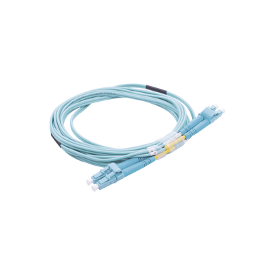 Jumper de Fibra Óptica Multimodo OM3 50/125 LC-LC OFNR (Riser), 2.0 mm, Dúplex, Aqua, 20 Metros (65.62 Pies)