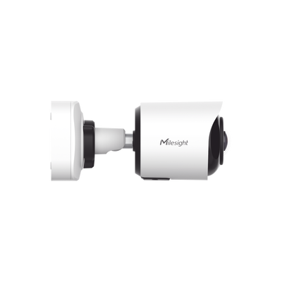Cámara Bullet de Red Mini Panorámica 180° AI / 4K / Super WDR 120dB / Micrófono Integrado / IP67-IK10 / Soporte PoE / Almacenamiento 1TB / Analítica IA VCA 8 Modos