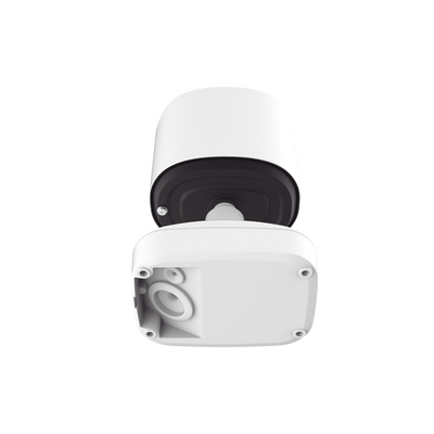 Cámara Bullet de Red Mini Panorámica 180° AI / 4K / Super WDR 120dB / Micrófono Integrado / IP67-IK10 / Soporte PoE / Almacenamiento 1TB / Analítica IA VCA 8 Modos