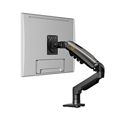 Brazo Ajustable para Monitor Ergonómico / Compatible con Monitores de 17" - 30" / Capacidad de Peso hasta 9 kg / Rotación 360° / Inclinación +85° a  -30° / Giro 180° / Ajuste de Resorte de Gas / Color Gris