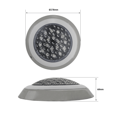 Luminario Sumergible RGB / 18W / 2340 lm / IP68 / Ø290mm x 62mm / Uso Exterior / Transformador JPY-50