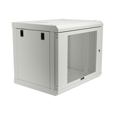 Gabinete de Pared de 9U con Puerta Perforada 455 mm de Profundidad, Rack de 19'', Acero Reforzado Color Gris Mate
