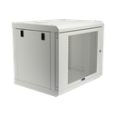Gabinete de Pared de 9U con Puerta Perforada 455 mm de Profundidad, Rack de 19'', Acero Reforzado Color Gris Mate