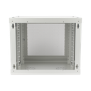 Gabinete de Pared de 9U con Puerta Perforada 455 mm de Profundidad, Rack de 19'', Acero Reforzado Color Gris Mate
