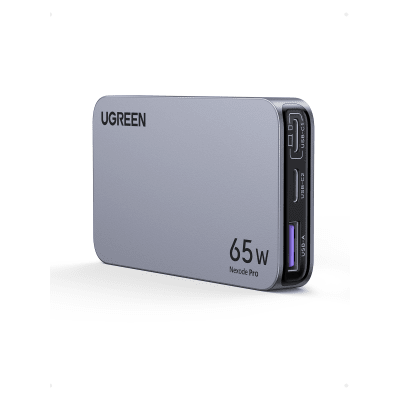 Cargador Rápido GaN 65W UGREEN / 2 Puertos USB-C + 1 Puerto USB-A / Tecnología GaN / Carga Rápida PPS PD 3.0 QC 4.0 / Compatibilidad Universal 100-240V / Diseño Compacto