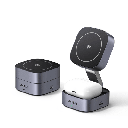 Cargador Inalámbrico 2 en 1 25W / Tecnología Magnética Qi 2 / 15W para Teléfono + 5W para Auriculares / Puerto USB-C 5W / Protecciones Múltiples / Cable USB-C Incluido