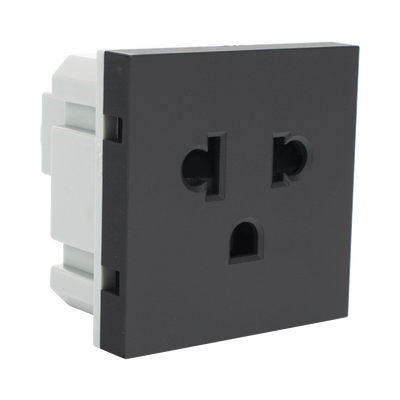 Módulo para Tomacorriente Euroamericano / Color Grafito / 45x45 mm (1.77 x 1.77 Pulgadas) / Compatible con Torres y Cajas para Escritorio de la Marca Simon