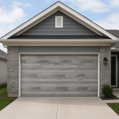 Puerta de Garage de Alta Calidad / Estilo Americano / Acabado Laminado PREMIUM / Color Gris / 16x7 Pies.