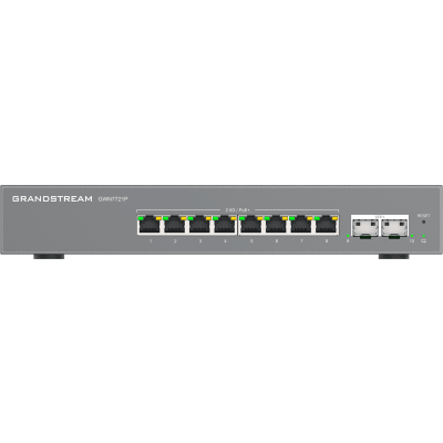 Switch L2 Lite Administrable de 10 Puertos / 8 Puertos Ethernet 2.5 Gigabits / 2 Puertos SFP+ 10 Gigabits / PoE+ 802.3af/at / VLAN 802.1Q / QoS / IGMP Snooping / Montaje en Escritorio o Pared