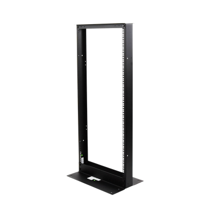Rack de 2 Postes, Estándar 19", 24 Unidades, Fabricado en Acero, Base "L" para Anclar a Piso.