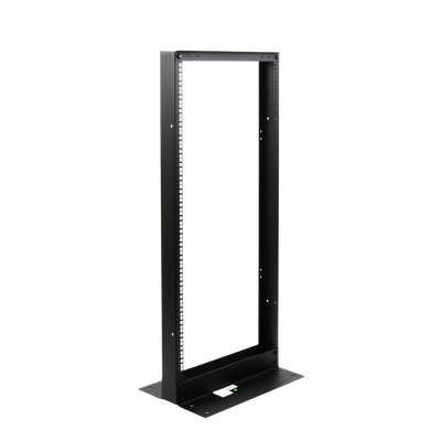 Rack de 2 Postes, Estándar 19", 24 Unidades, Fabricado en Acero, Base "L" para Anclar a Piso.