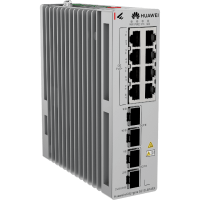 Switch Industrial eKit / 8 Puertos PoE+ Gigabit + 2 SFP + 2 SFP+ / Montaje en Riel DIN / Fuente Redundante 1+1 : 54 a 57 VCD / Libre de licenciamiento / Gestión gratuita desde la Nube / Presupuesto PoE 220 W