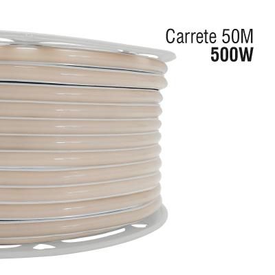 Manguera LED Luminosa Blanca de Resina Transparente y Flexible / Para uso Interior o Exterior / Carrete de 50 m/ 110V CA  4.2 A/ 500 W Potencia / T.C.C. 6500 K.