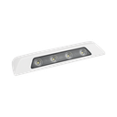 Luz de escena, 4 LED, bisel blanco, 12–24VCD, LED blanco y lente transparente