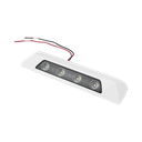 Luz de escena, 4 LED, bisel blanco, 12–24VCD, LED blanco y lente transparente
