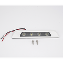 Luz de escena, 4 LED, bisel blanco, 12–24VCD, LED blanco y lente transparente