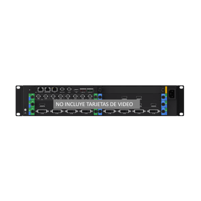 Chassis Controlador de Video Wall 6 Slots / 2U Rack / Hasta 6 Tarjetas (Entrada y Salida de Video) / 4K Ultra HD / Hot-Swappable / Touch LCD 4.5" / Genlock Sync