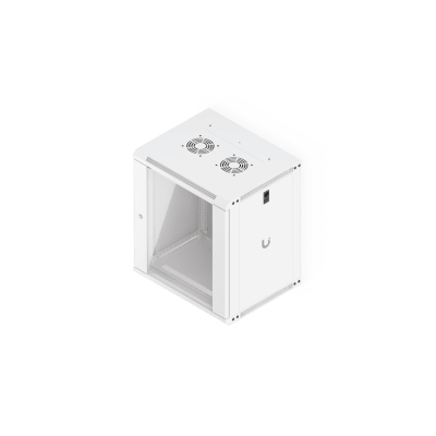 UACC Rack Cabinet 12U (550 x 450 mm) - Gabinete Cerrado para Montaje en Pared con Puerta de Vidrio Templado, Totalmente Ensamblado con Ventiladores Integrados y Paneles Removibles