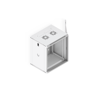UACC Rack Cabinet 12U (550 x 450 mm) - Gabinete Cerrado para Montaje en Pared con Puerta de Vidrio Templado, Totalmente Ensamblado con Ventiladores Integrados y Paneles Removibles