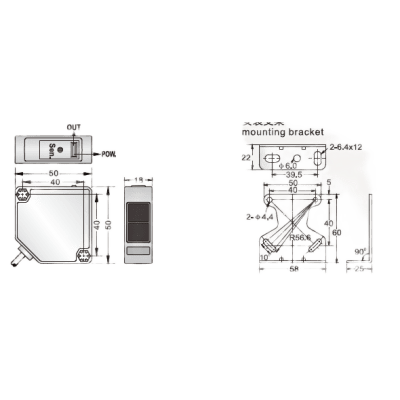 Sensor Fotoeléctrico de Proximidad Rectangular PSPV-D700PA-D3Y2 / Detección por Reflexión Difusa / Alcance 700 mm / PNP N.O. / 3 Cables / IP66 / Protecciones Múltiples / Cable 2 metros