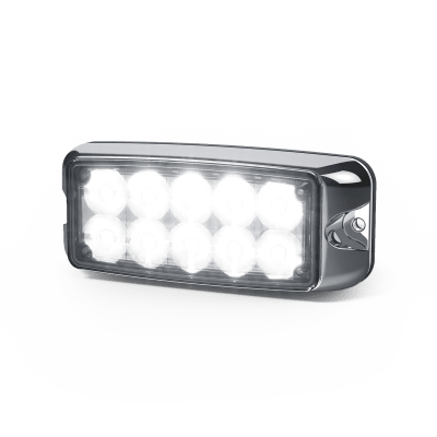 Luz De Advertencia De 5x2" 10 Led, Ámbar/Claro, Bisel Cromado, Lente Transparente