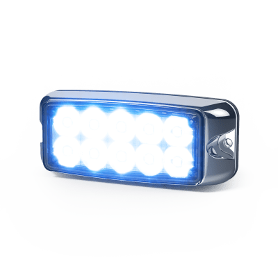 Luz de Advertencia de 5X2" 10 LED, Rojo/Azul, Bisel Cromado, Lente Transparente