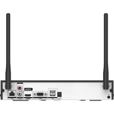 NVR 4 Megapixel / 4 canales IP / 1 Bahía de Disco Duro / 2 Antenas Wi-Fi / Salida de Vídeo Full HD