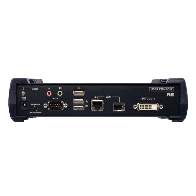 Receptor KVM por IP | DVI-D Dual Link 2K | PoE | Resolución 2560x2048 | SFP 10 km | AES-128 | Audio Estéreo | RS-232 | Montaje Rack