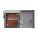 Gabinete de Acero Ventilado para Exterior 250 x 250 x 180 mm con Rieles DIN y 4 Placas Laterales para Montaje de Equipos por Fuera