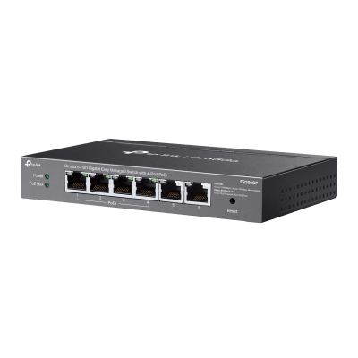 Switch Omada 6 Puertos Gigabit / 4 Puertos PoE+ 65W / Gestión Cloud SDN / Sin Ventiladores / QoS / VLAN / IGMP Snooping / 250 m PoE