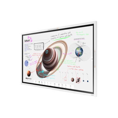 Pantalla Interactiva WM65FX 65" (165.1 cm) / Resolución 4K UHD 3840x2160 / Panel VA / Touch IR 20 Puntos / Pluma Pasiva Magnética / 4 Whiteboards Simultáneos / Audio 15W x 2CH / WiFi-Bluetooth / Tizen 9.0