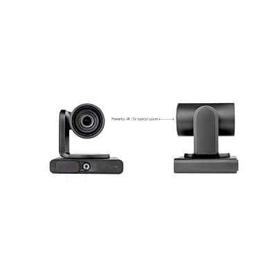 Cámara PTZ 4K Dual | Microsoft Teams Certified | 12x Zoom Óptico + Lente Panorámico 119° | Triple Micrófono Array | AI Auto-Framing | Speaker Tracking | Smart Gallery | PoE+ | USB 3.0