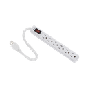 Multicontacto con cable 30 cm. 6 tomas 127 Vca línea, tierra, neutro 15 A max.