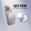 Cargador Inalámbrico Magnético 15W / Protocolo Qi 2 / USB-C 9V 2.2A / Eficiencia 83% / Protección Multinivel / Material PC+ABS+Aleación Aluminio / Cable 1.5m