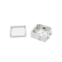 Caja de derivación de PVC Auto-extinguible con 6 entradas, tapa atornillada, 100x100x50 MM, (Medidas internas, mayor área permisible para e cable, Para exterior (IP55)