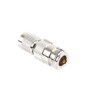 Adaptador en Línea, de Conector TNC Macho Inverso a N Hembra, Niquel/ Oro/ Teflón.