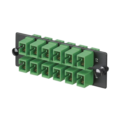 Placa Acopladora de Fibra Optica FAP, Con 12 Conectores SC/APC (12 Fibras), Para Fibra Monomodo OS1/OS2, Color Verde