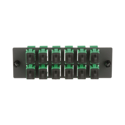 Placa Acopladora de Fibra Optica FAP, Con 12 Conectores SC/APC (12 Fibras), Para Fibra Monomodo OS1/OS2, Color Verde
