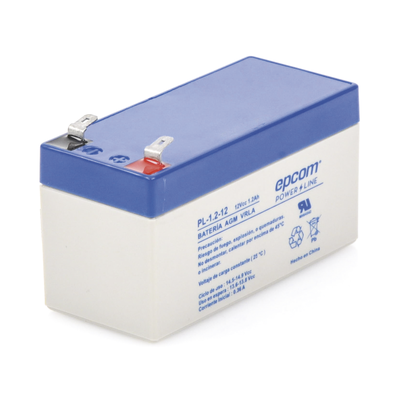 Batería 12 Vcc / 1.2 Ah / UL / Tecnología AGM-VRLA / Para uso en equipo electrónico Alarmas de intrusión / Incendio/ Control de acceso / Video Vigilancia / Terminales F1 / Cargador recomendado CHR-80.