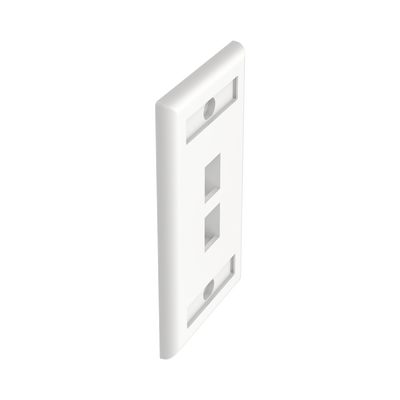 Placa de Pared Vertical, Salida Para 2 Puertos Keystone, Con Espacios Para Etiquetas, Color Blanco