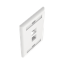 Placa de Pared Vertical, Salida Para 2 Puertos Keystone, Con Espacios Para Etiquetas, Color Blanco
