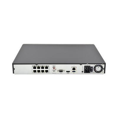 NVR 5 Megapixel / 8 canales IP / 8 Puertos PoE+ / 2 Bahías de Disco Duro / H.264+