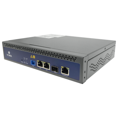 OLT de 1 puerto GPON SC/UPC + 3 puertos Uplink (2 puertos Gigabit Ethernet + 1 puerto SFP/SFP+) , hasta 128 ONUS,