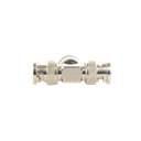 Adaptador de Triple conectores BNC macho para uso en sistemas de video vigilancia en aplicación con cables coaxiales RG-59/ RG-6, Níquel/ Oro/ Politetrafluoroetileno.