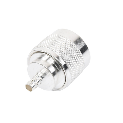 Conector Coaxial N Macho de Anillo Plegable para Cable RG-142/U, Plata/ Oro/ Teflón.